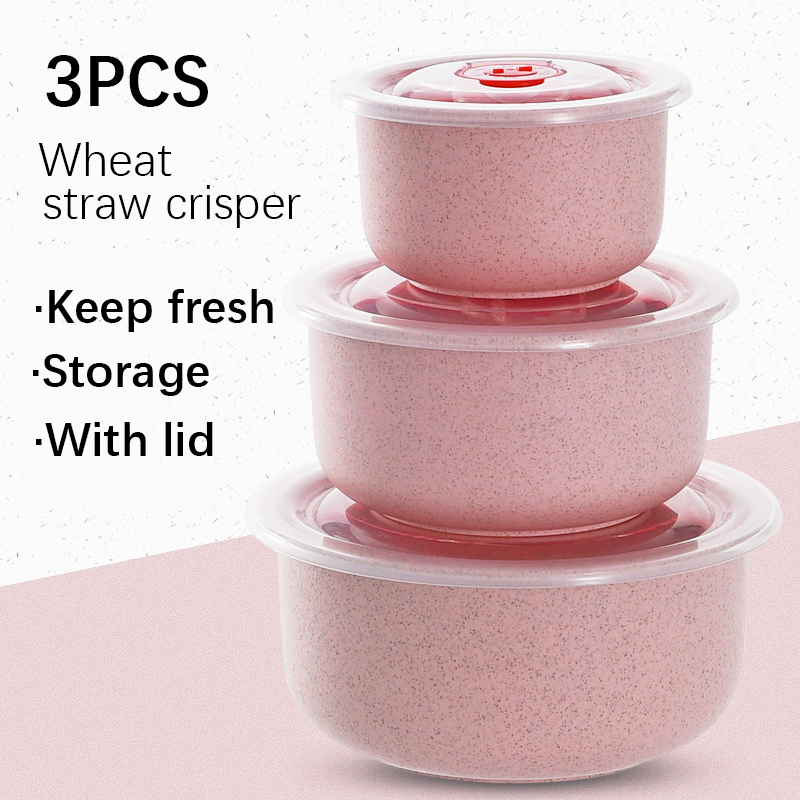 Meal Prep Microwave - Set di 3 ciotole in paglia