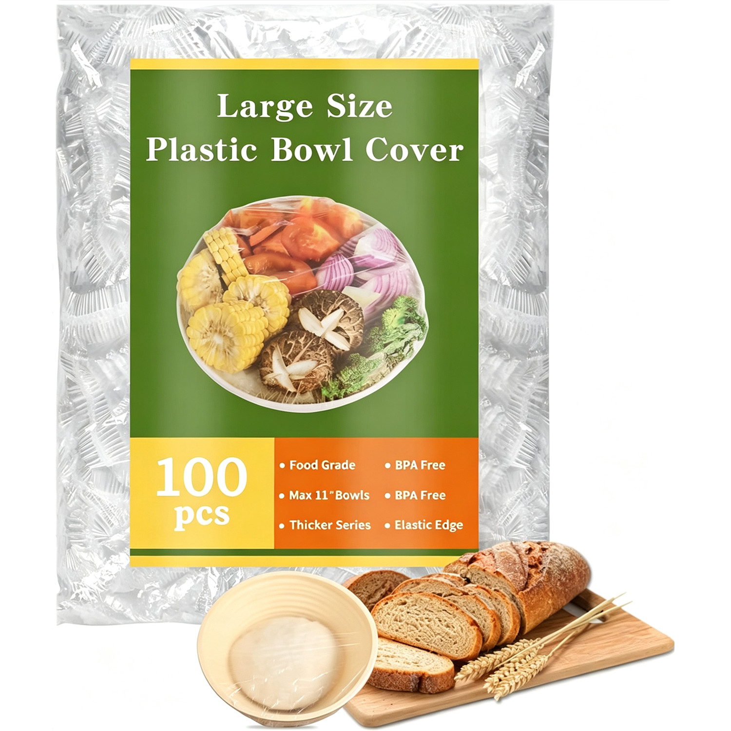 Meal Prep Recipes - 100 Pellicole in Plastica Grandi, Elastici