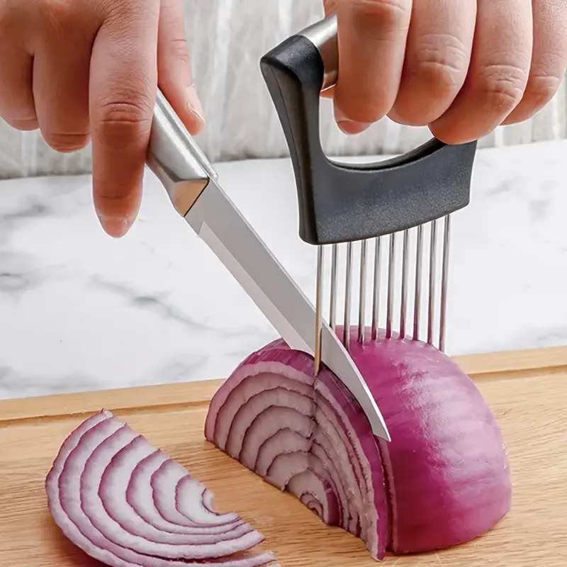 Onion Holder Slicer - Forchetta per aglio in acciaio inossidabile,